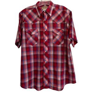 Wrangler Western Shirts Men’s Snap Shirt XL Like New Short Sleeves Red Plaid